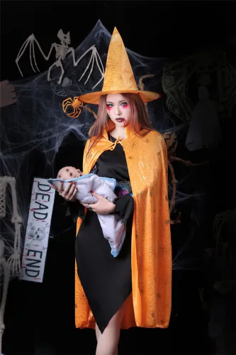 Witch Adult Woman Cloak Cosplay Costume and Hat