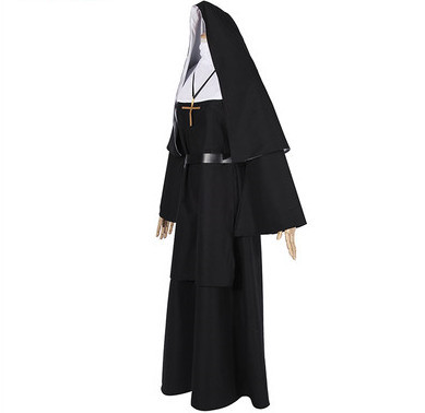 The Nun Black Priest Robe Halloween Cosplay Costume