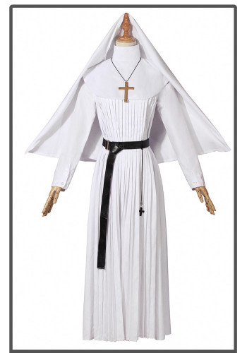The Nun White Priest Robe Halloween Cosplay Costume