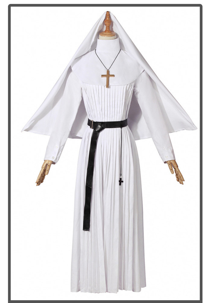 The Nun White Priest Robe Halloween Cosplay Costume