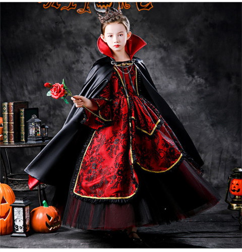 Vampire Kids Girl Fantastic Halloween Costume and Cape