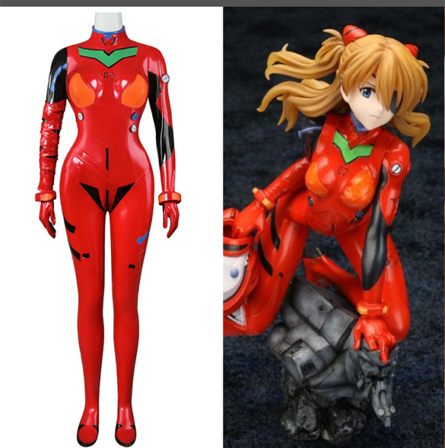 Neon Genesis Evangelion EVA Asuka Langley Sohryu 3D Printed Bodysuit Jumpsuit Rubber Cosplay Costume