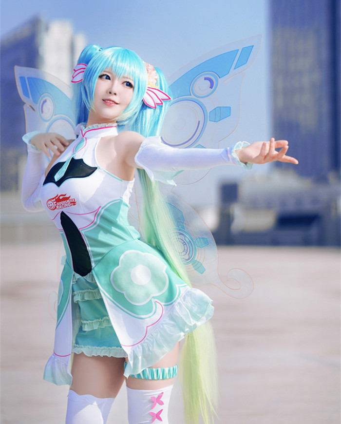 Vocaloid Miku One Piece Dress Racing Cosplay Costume