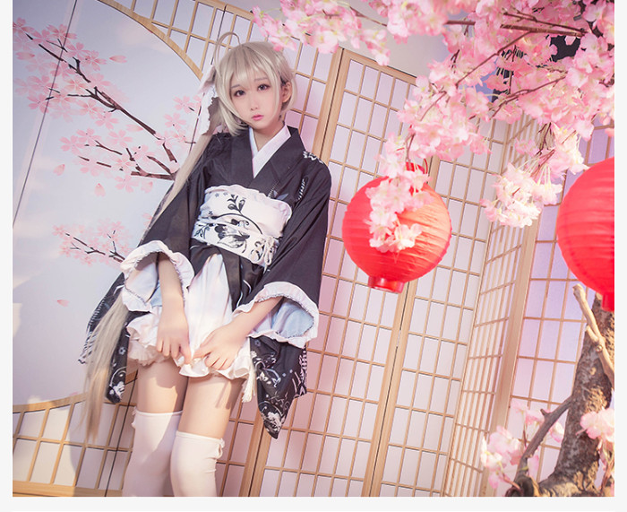 Yosuga no Sora Kasugano Sora Black Kimono Cosplay Costume