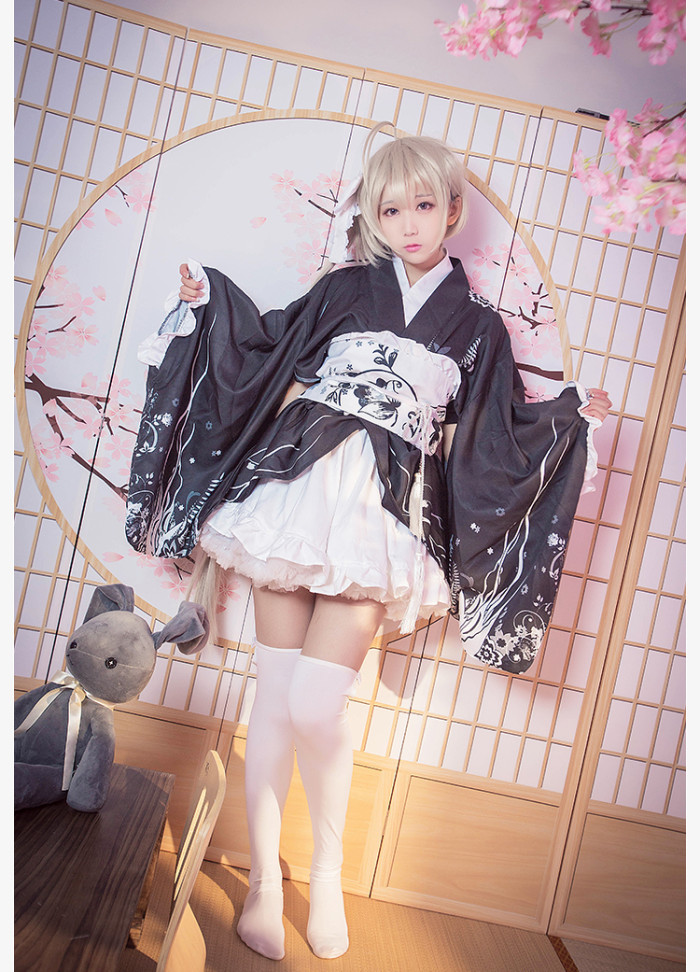 Yosuga no Sora Kasugano Sora Black Kimono Cosplay Costume