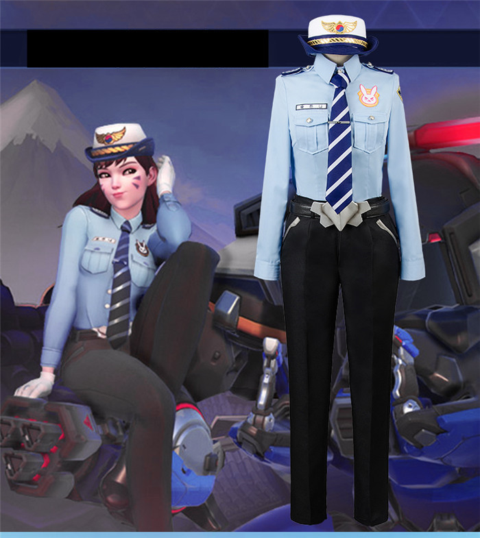 Overwatch D.Va Policewoman Cosplay Costume