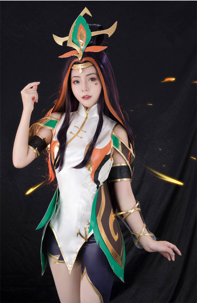 League of Legends Graceful Phoenix Seraphine Green Cosplay Costume