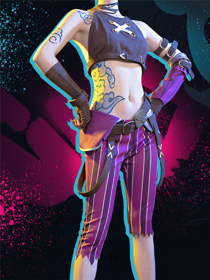 US$ 53.99 - League of Legends LOL Battle of two Cities Jinx Cosplay Costume  - www.cosplaylight.com