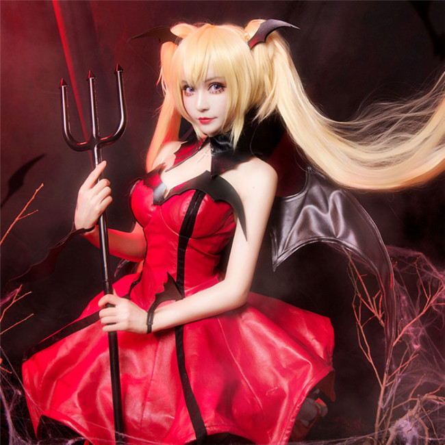 Shugo Chara Utau Hoshina Little Devil PU Dress Halloween Cosplay Costume