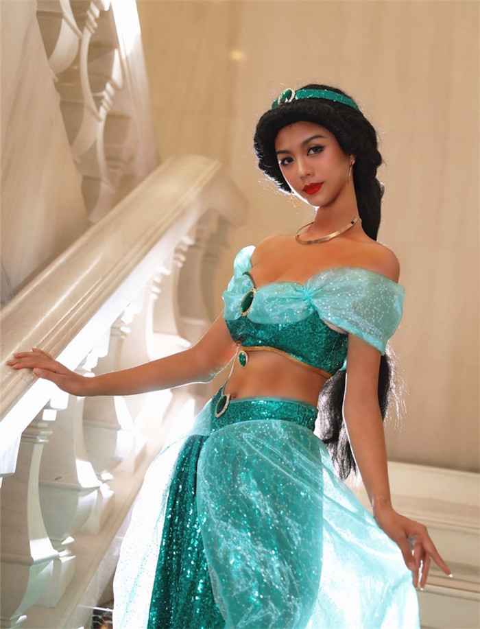 US$ 78.99 - Disney Aladdin Jasmine Cosplay Costume - www.cosplaylight.com