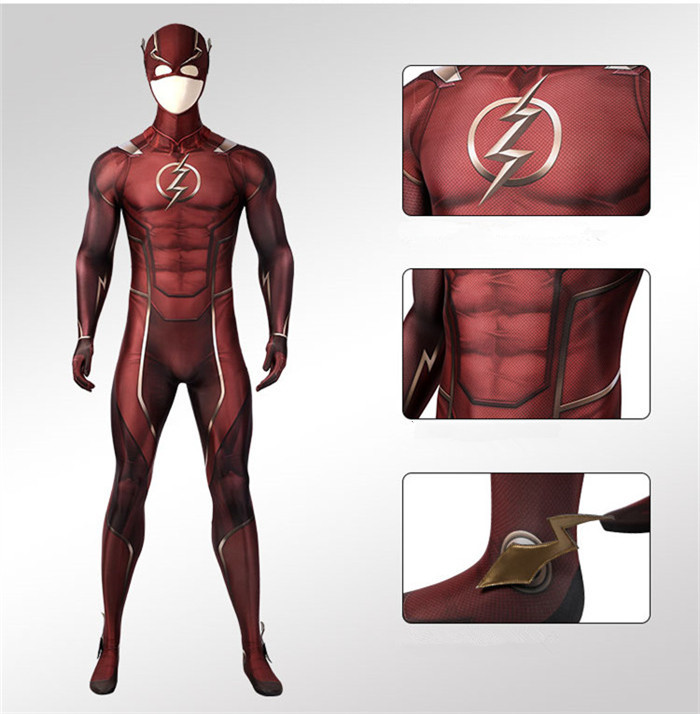 DC Injustice League the Flash Zentai Suit Jumpsuit Halloween Cosplay Costume