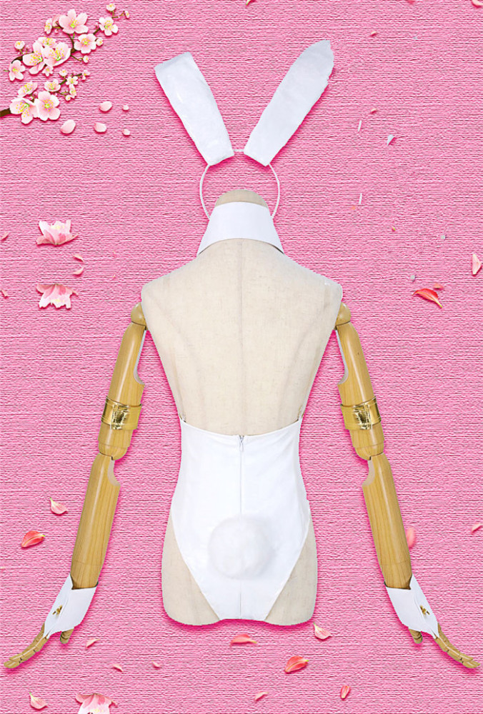 DARLING in the FRANXX 02 Zero Two Bunny Girl Glossy PU White Cosplay Costume