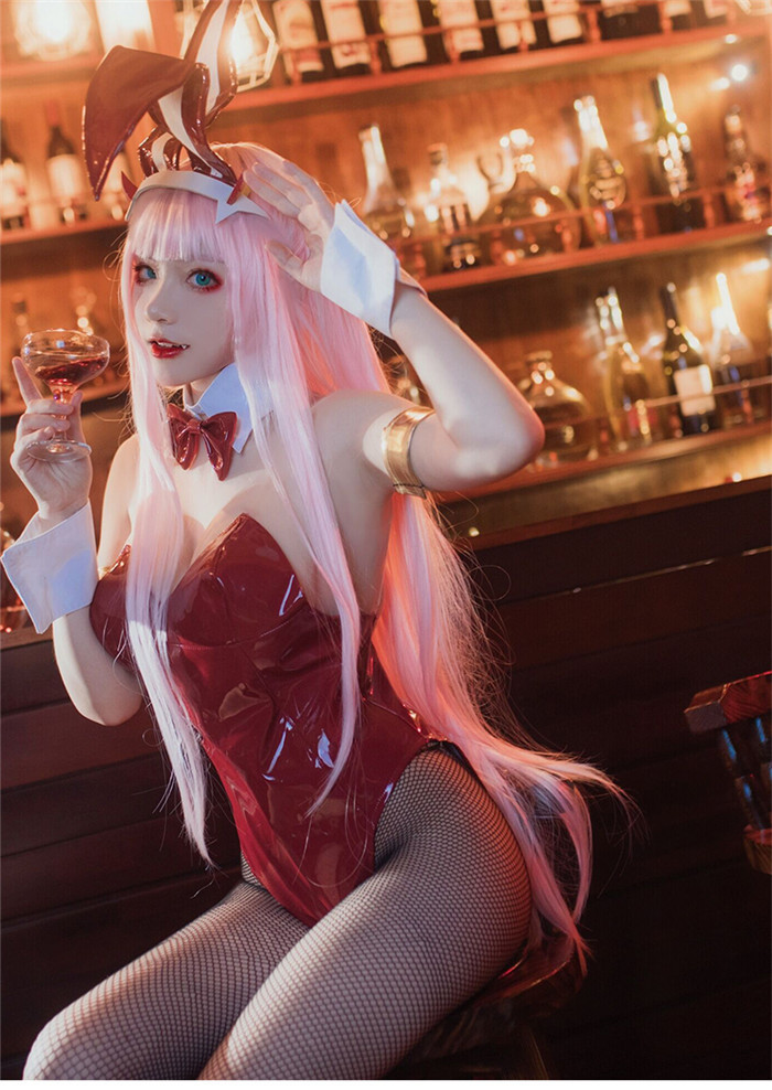 DARLING in the FRANXX 02 Zero Two Bunny Girl Glossy PU Red Cosplay Costume