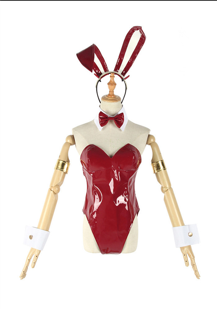 DARLING in the FRANXX 02 Zero Two Bunny Girl Glossy PU Red Cosplay Costume