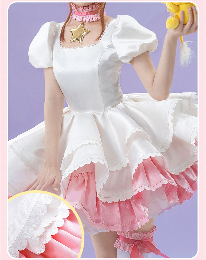 Cardcaptor Sakura Pink and White Cute Sakura Kinomoto Cosplay Costume