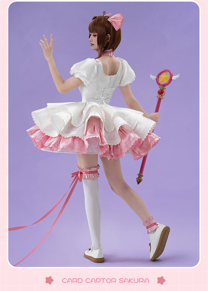 Cardcaptor Sakura Pink and White Cute Sakura Kinomoto Cosplay Costume