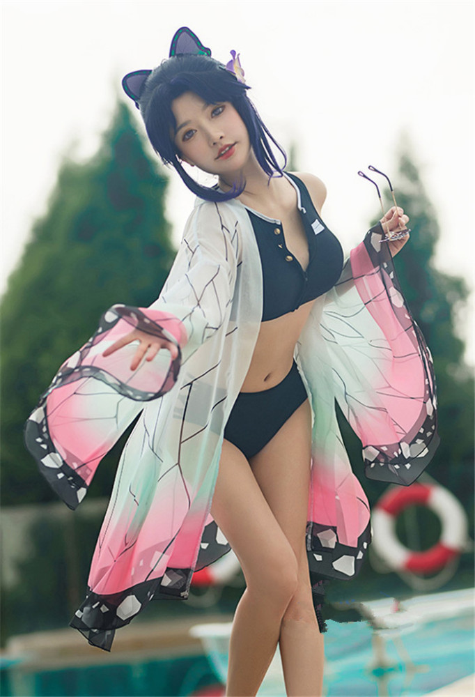 Demon Slayer Kimetsu no Yaiba Kochou Shinobu Swimsuit Cosplay Costume