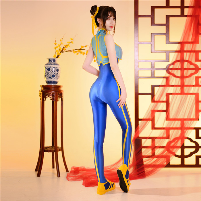 Street Fighter Chun Li Bodysuit Zentai Jumpsuit Cosplay Costume
