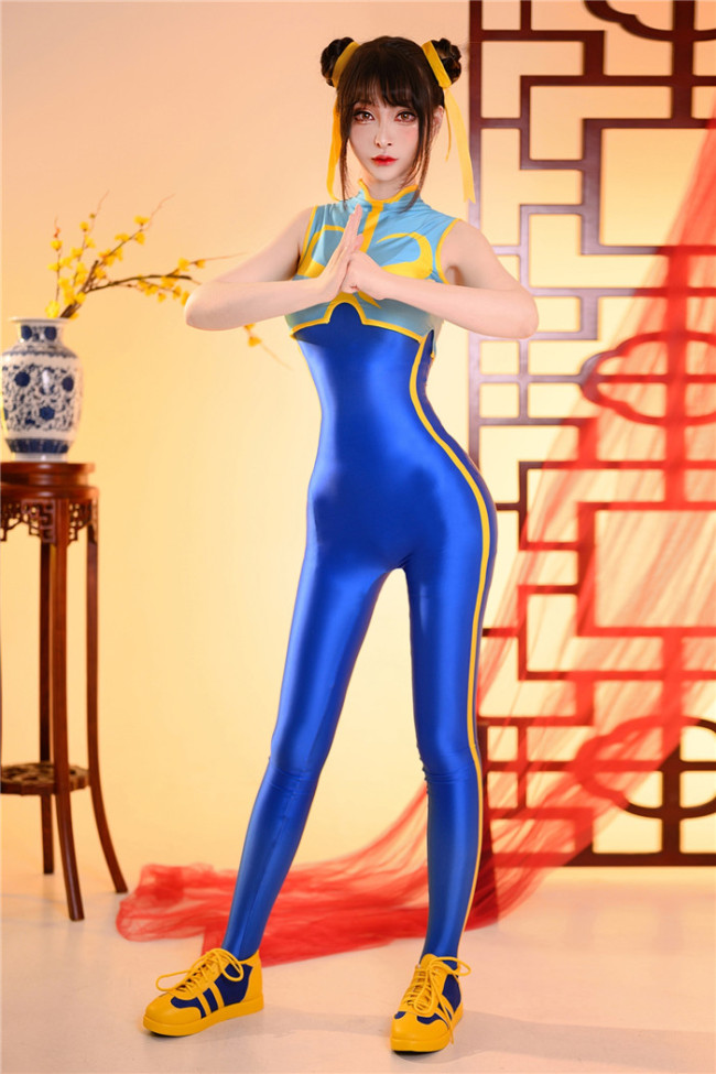 Street Fighter Chun Li Bodysuit Zentai Jumpsuit Cosplay Costume