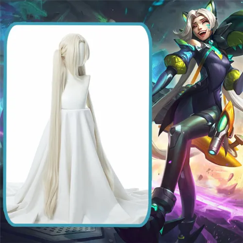 League of Legends LOL Battle Cat Skin Jinx Cosplay Wig