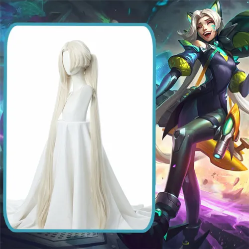 League of Legends LOL Battle Cat Skin Jinx Cosplay Wig