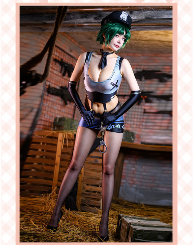 Cyberpunk Sexy Police Woman Bodysuit Zentai Jumpsuit Cosplay Costume