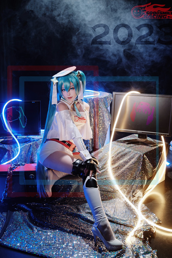 Teal Twin Miku Tails Racing Suit Cosplay Costume - Motorsport Driver Outfit