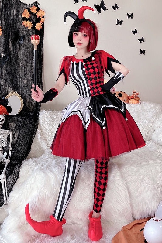 Witch Halloween Clown Suits Cosplay Costume