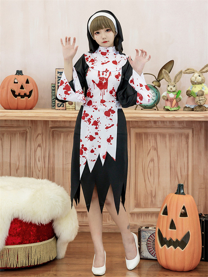 Vampire Halloween Nun Cosplay Costume