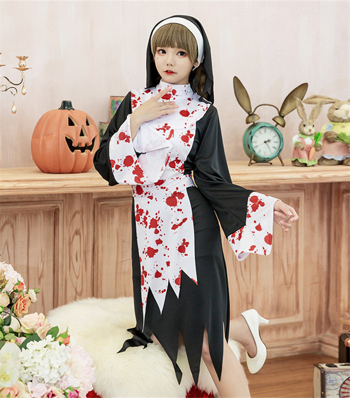 Vampire Halloween Nun Cosplay Costume