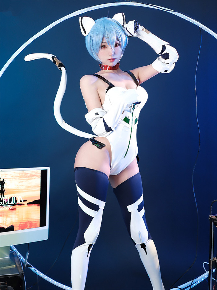 EVA Neon Genesis Evangelion Ayanami Rei Bodysuit Jumpsuit Glossy PU Cosplay Costume