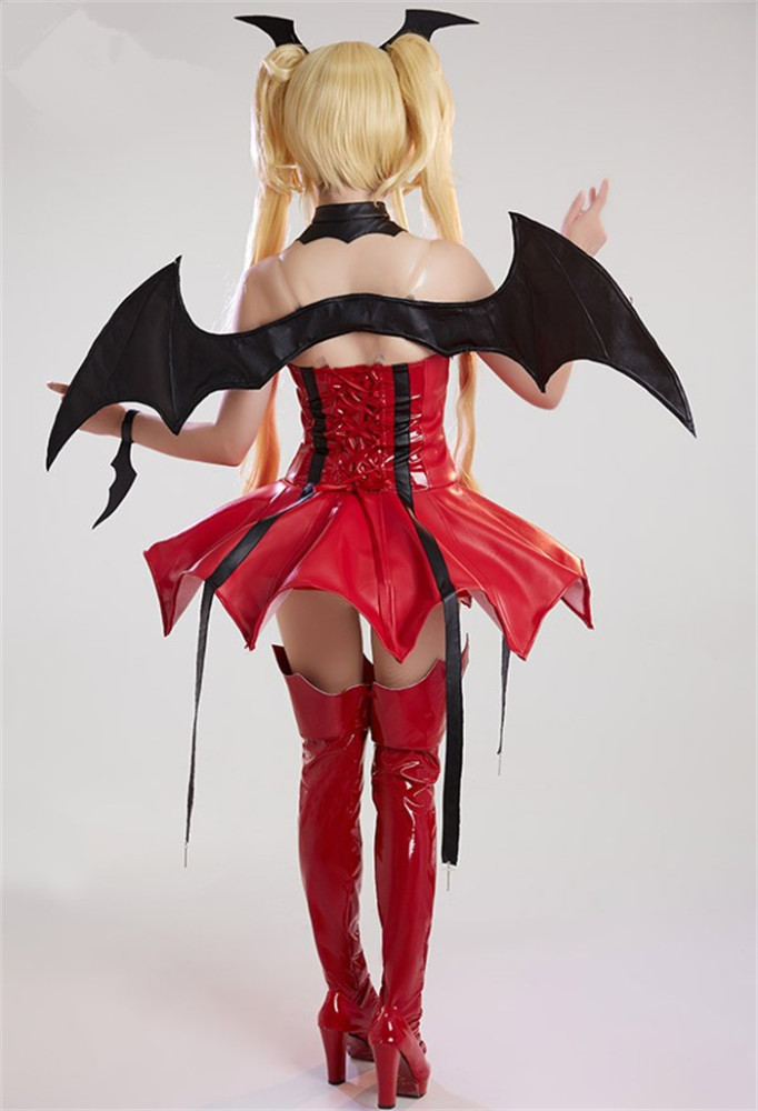 Shugo Chara Tsukiyomi Utau Little Devil PU Dress Halloween Cosplay Costume