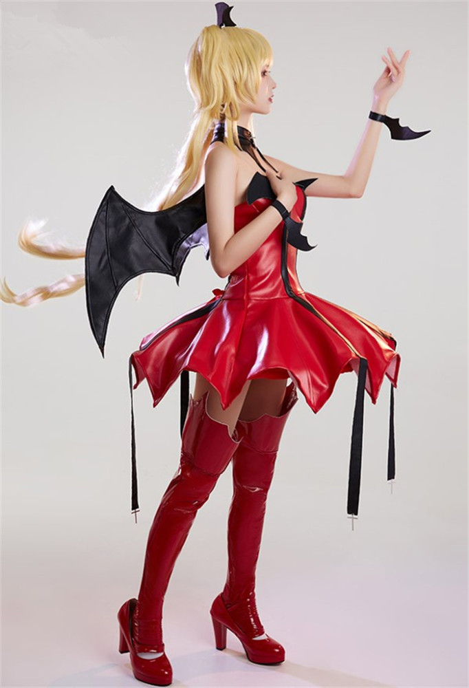 Shugo Chara Tsukiyomi Utau Little Devil PU Dress Halloween Cosplay Costume