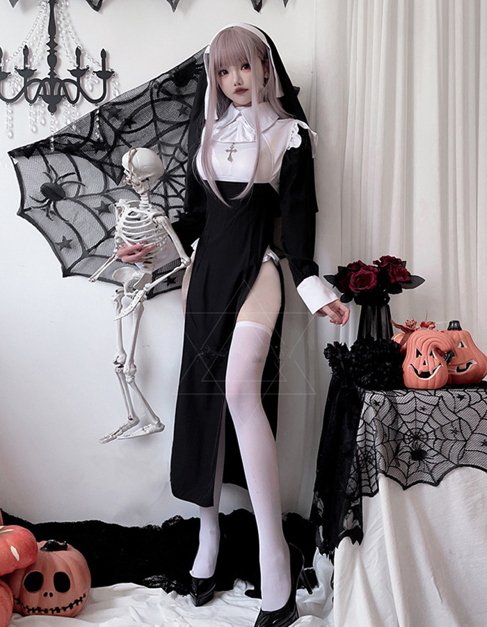 Cross Nun DS Sexy Nightclub Maid Costume Vampire Zombie Halloween Costume