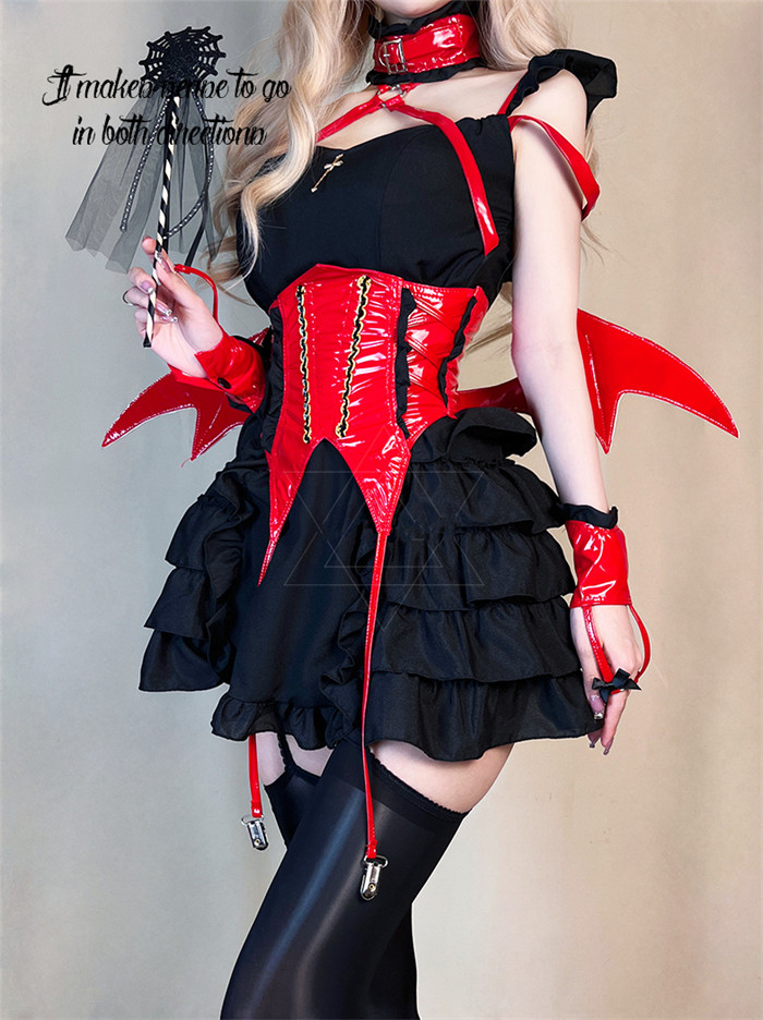 Sexy Little Devil Cake Fluffy Skirt Maid Outfit Halloween Costume