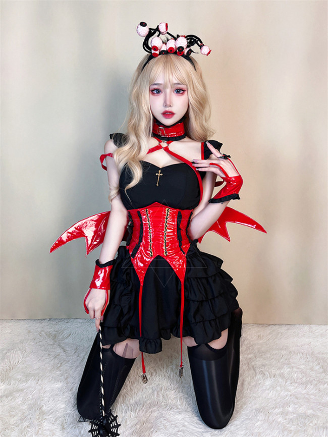 Sexy Little Devil Cake Fluffy Skirt Maid Outfit Halloween Costume