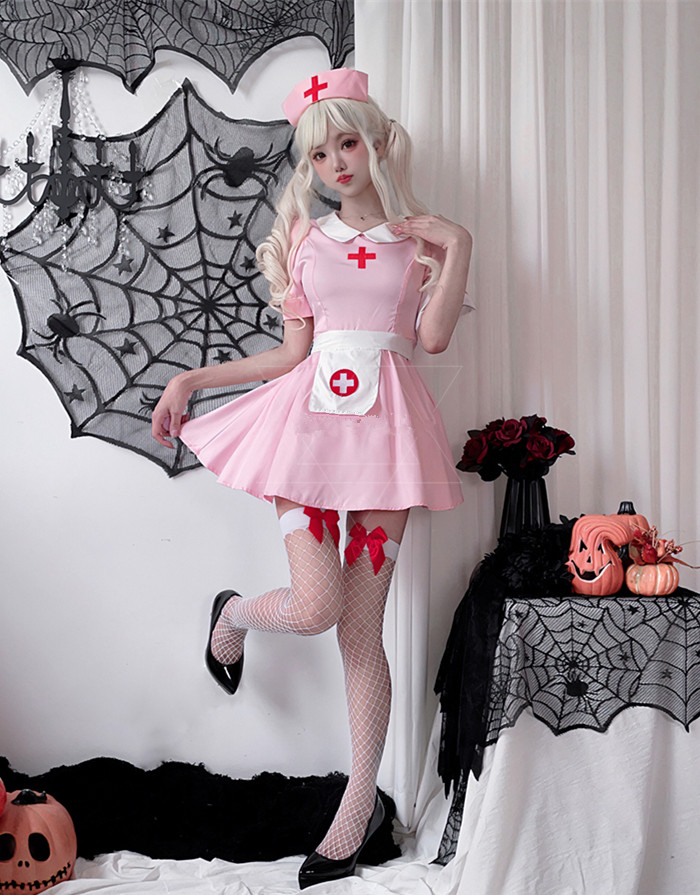 Sexy Sweet Pink Nurse Uniform Adult Vampire Zombie Halloween costume
