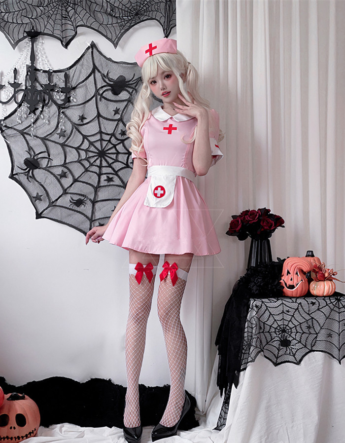 Sexy Sweet Pink Nurse Uniform Adult Vampire Zombie Halloween costume