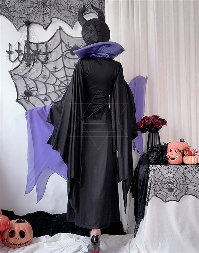 Adult Ghost Bride Gothic Vampire Robe Maleficent Halloween Costume