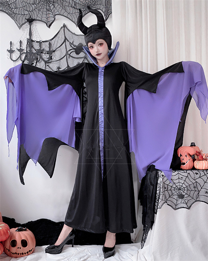 Adult Ghost Bride Gothic Vampire Robe Maleficent Halloween Costume
