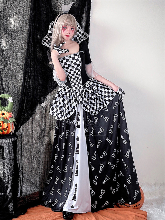 Poker Queen Magic Witch Outfits Zombie Ghost Bride Fancy Dress Ball Halloween Costume