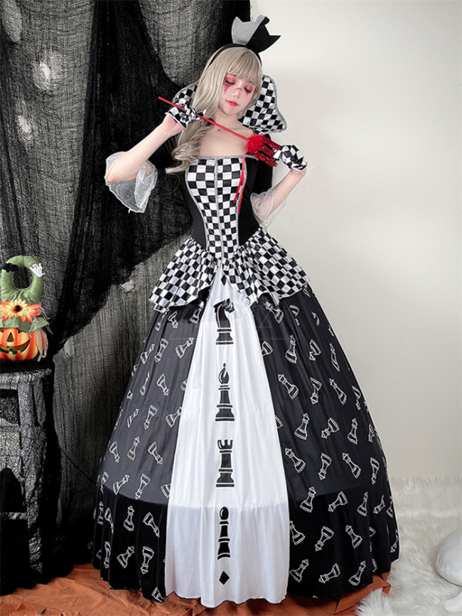 Poker Queen Magic Witch Outfits Zombie Ghost Bride Fancy Dress Ball Halloween Costume
