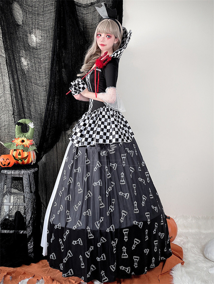 Poker Queen Magic Witch Outfits Zombie Ghost Bride Fancy Dress Ball Halloween Costume