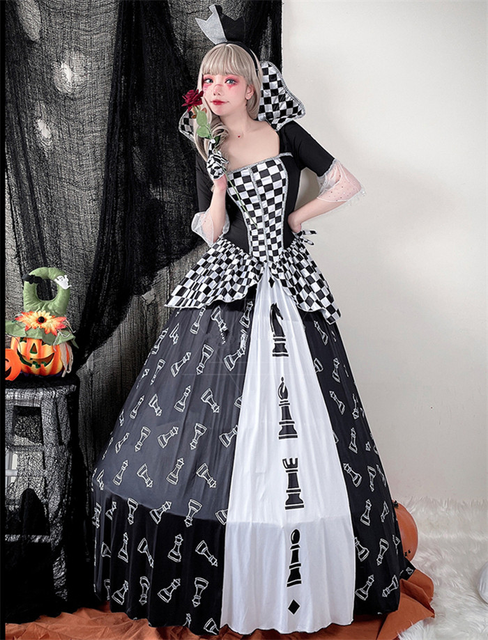 Poker Queen Magic Witch Outfits Zombie Ghost Bride Fancy Dress Ball Halloween Costume