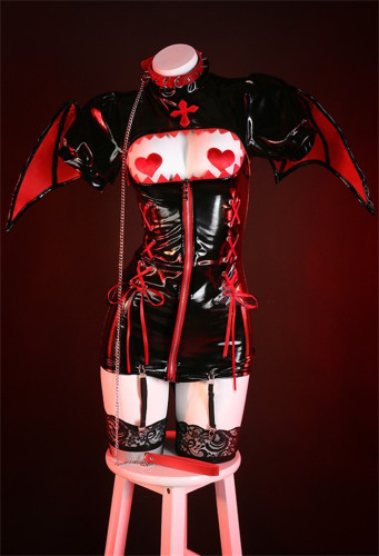 Sexy Adult Party Open-mouthed Heart Little Devil Nurse Uniform Halloween Costume
