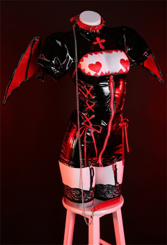 Sexy Adult Party Open-mouthed Heart Little Devil Nurse Uniform Halloween Costume