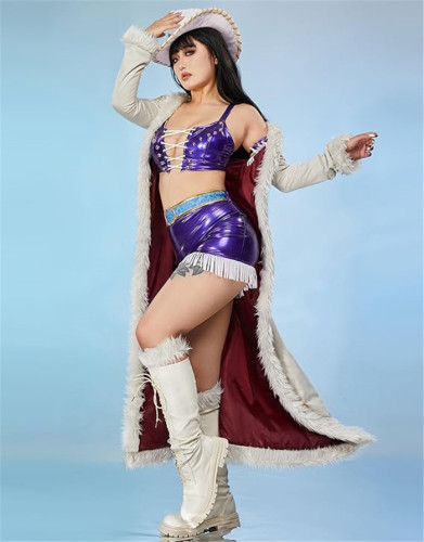 One Piece Nico Robin Shiny Metalic Sexy Lingerie New Cosplay Costume