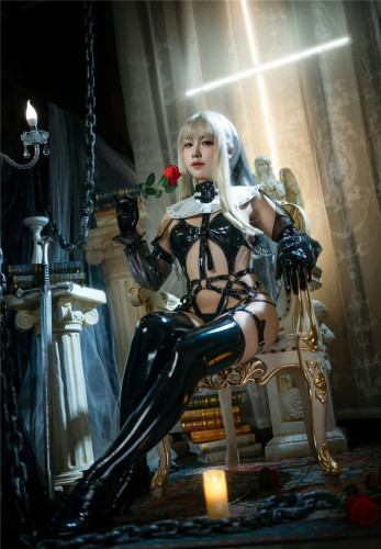 Nun Glossy PU Woman Sexy Costume