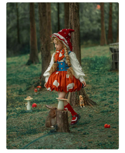 The Wizard of OZ Little Red Riding Hood Mushroom Kids Girl Halloween Costume