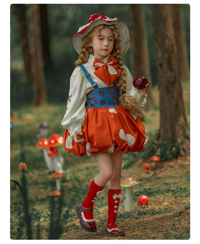 The Wizard of OZ Little Red Riding Hood Mushroom Kids Girl Halloween Costume